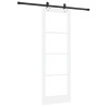 Porte coulissante avec quincaillerie 'ORKDAL'en blanc, bois massif et verre 