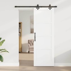 Porte coulissante avec kit de quincaillerie "ORKDAL" en pin massif blanc 