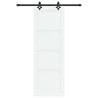Porte coulissante avec kit de quincaillerie "ORKDAL" en pin massif blanc 