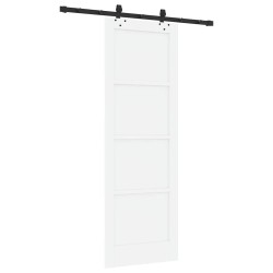Porte coulissante avec kit de quincaillerie "ORKDAL" en pin massif blanc 