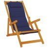 Chaises de plage pliantes 2 pcs en bois d'acacia bleu et Textilène 