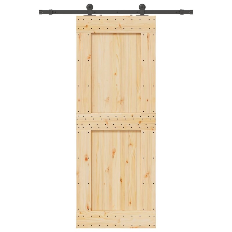 Porte coulissante et kit de quincaillerie 85x210 cm pin massif 