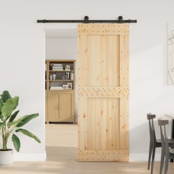 Porte coulissante et kit de quincaillerie 85x210 cm pin massif 