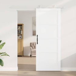 Porte coulissante avec matériel blanc 83x211 cm en bois massif de pin 