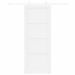 Porte coulissante avec matériel blanc 83x211 cm en bois massif de pin 