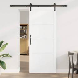 Porte Coulissante avec quincaillerie blanche 86x211 cm en bois massif de pin 
