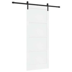 Porte Coulissante avec quincaillerie blanche 86x211 cm en bois massif de pin 
