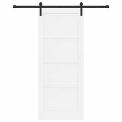 Porte Coulissante avec quincaillerie blanche 86x211 cm en bois massif de pin 