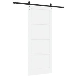 Porte Coulissante avec quincaillerie blanche 86x211 cm en bois massif de pin 
