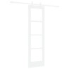 Porte coulissante avec matériel blanc 61x198,5 cm en bois massif de pin 