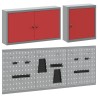 Set de Cabinet à Outils et de Panneaux à Épingles de 5 Pièces Monté au Mur en Métal Rouge 