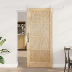 Porte Coulissante avec Quincaillerie 78x202 cm Bois Massif de Pin 