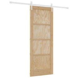 Porte Coulissante avec Quincaillerie 78x202 cm Bois Massif de Pin 