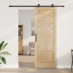 Porte Coulissante avec Kit de Quincaillerie 'ORKDAL'en Bois Massif en Pin 