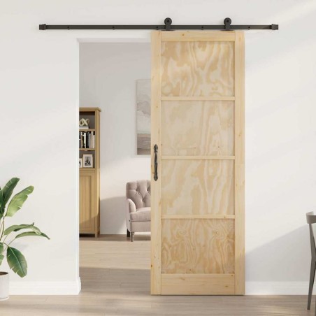 Porte Coulissante avec Kit de Quincaillerie 'ORKDAL'en Bois Massif en Pin 