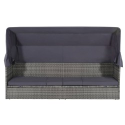 Lit de jardin avec auvent Gris 205x62 cm Résine tressée 