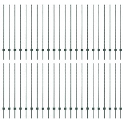 Poteaux de clôture argentés 44 pcs Vert 100 x 1.4 m Métal 