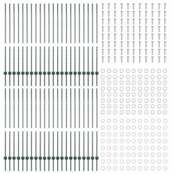 Poteaux de clôture argentés 44 pcs Vert 100 x 1.4 m Métal 