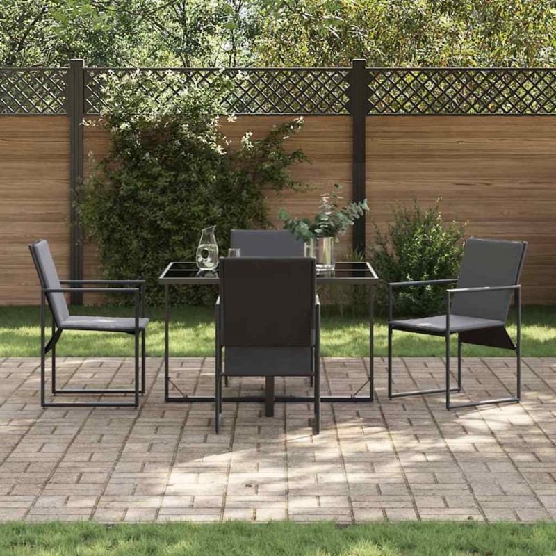 Ensemble de salle à manger de jardin 6 pièces avec coussins en acier et textilène 