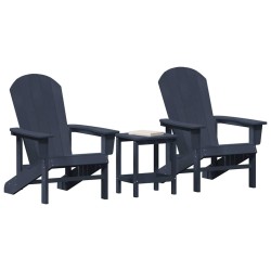 Ensemble de Jardin 3 Pièces Bleu Marine HDPE 