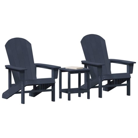 Ensemble de Jardin 3 Pièces Bleu Marine HDPE 