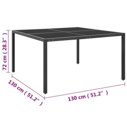 Table de jardin Anthracite 130x130x72 cm Acier et verre 