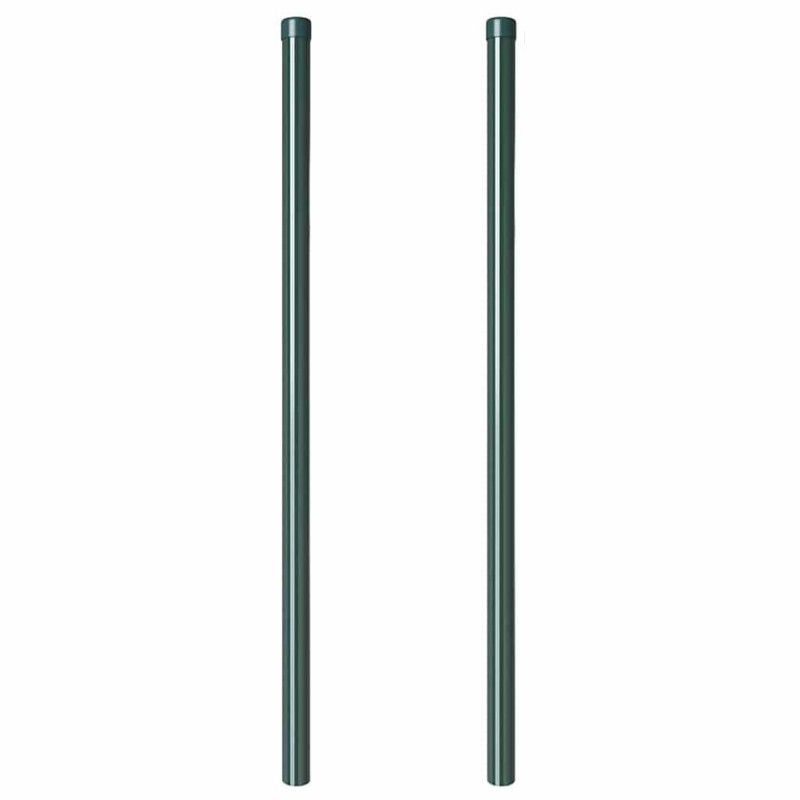 Poteaux de clôture 2 pcs Vert 110 cm Acier peint par poudre 