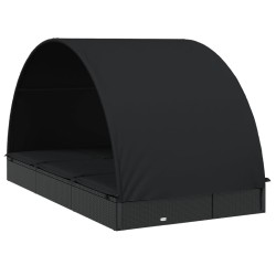 Transat 2 places avec toit rond noir 211x112x140 cm 