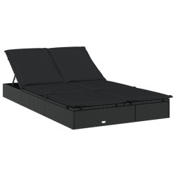Transat 2 places avec toit rond noir 211x112x140 cm 