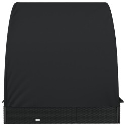 Transat 2 places avec toit rond noir 211x112x140 cm 
