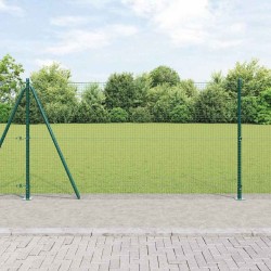 Clôture en fil soudé avec 13 poteaux verts 1,2x25 m en acier 