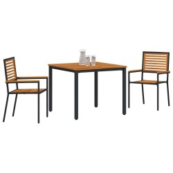 Ensemble de salle à manger de jardin 3 pièces Noir Poly Rattan Acacia 