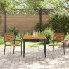 Ensemble de salle à manger de jardin 3 pièces Noir Poly Rattan Acacia 