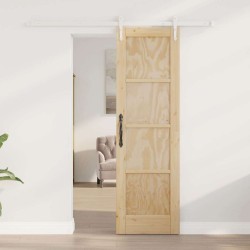Porte Coulissante avec Matériel 61x198,5 cm Bois de Pin Massif 