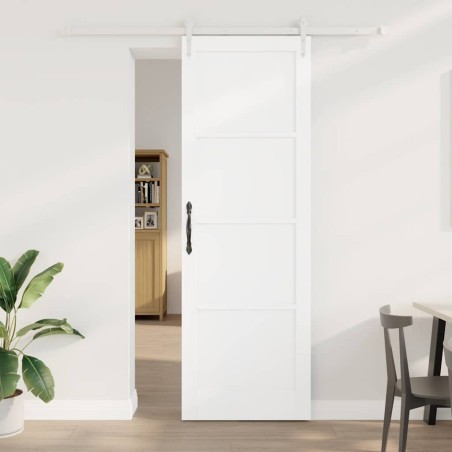 Porte coulissante avec quincaillerie blanche 78x232 cm en bois de pin massif 