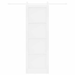 Porte coulissante avec quincaillerie blanche 78x232 cm en bois de pin massif 