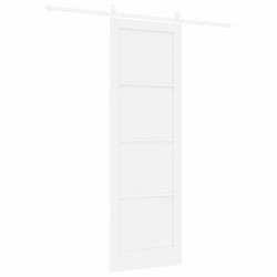 Porte coulissante avec quincaillerie blanche 78x232 cm en bois de pin massif 