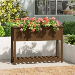 Jardinière et étagère Marron miel 111,5x34,5x81 cm Bois de pin 