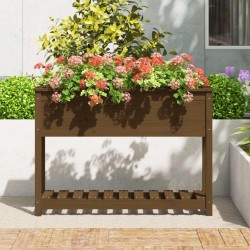 Jardinière et étagère Marron miel 111,5x34,5x81 cm Bois de pin 