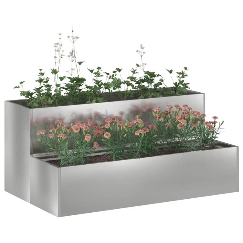 Planteur de Jardin à 2 Niveaux , 100 x 60 x 45 cm, en Acier Galvanisé 