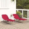 Chaise longue pliable 2 pcs portable rouge en tissu Oxford 600D 