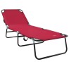 Chaise longue pliable 2 pcs portable rouge en tissu Oxford 600D 