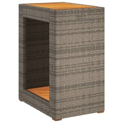 Table d'appoint de jardin dessus en bois gris 60x40x75 cm 