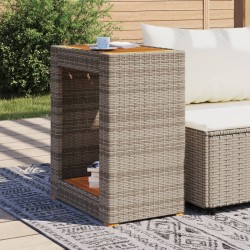 Table d'appoint de jardin dessus en bois gris 60x40x75 cm 