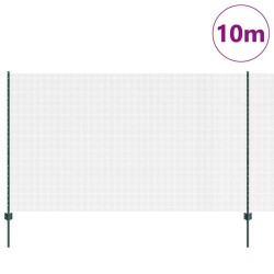 Clôture en fil soudé avec 5 poteaux en U Vert 1,4x10 m Acier 