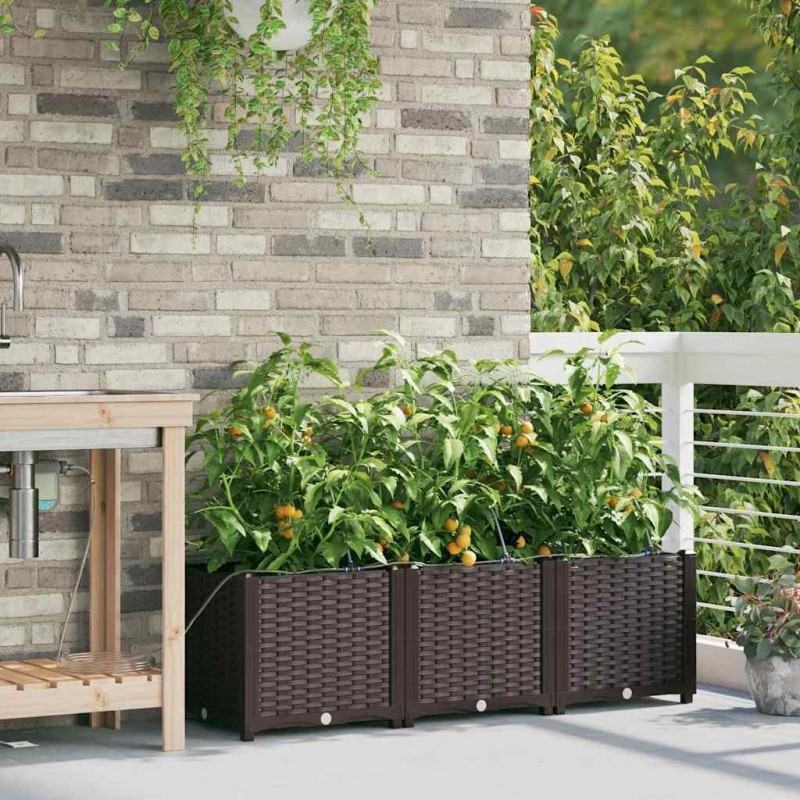 Jardinières de jardin 1 pc Marron 120 x 40 x 37.5 cm Plastique 