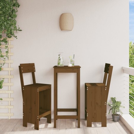 Tabourets lot de 2 marron miel 40x48,5x115,5 cm bois massif pin 