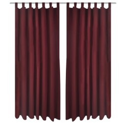 2 pcs Rideau à Passant Micro Satin Bordeaux 140 x 225 cm 