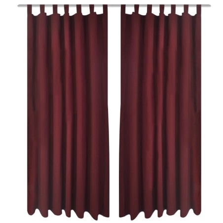 2 pcs Rideau à Passant Micro Satin Bordeaux 140 x 225 cm 