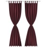 2 pcs Rideau à Passant Micro Satin Bordeaux 140 x 225 cm 